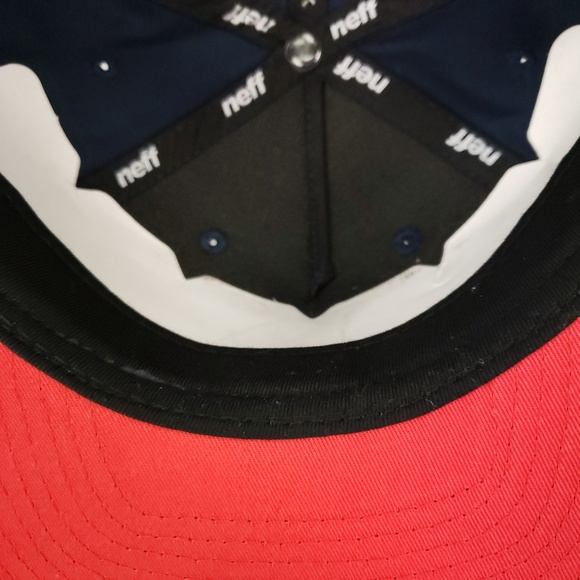 NEFF the Company Snapback Hat Surfer Skateboard Cap N Logo Navy Red Adjustable - Picture 6 of 8